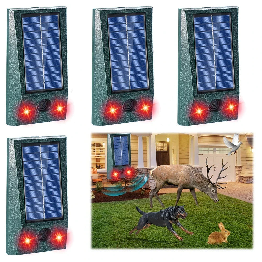 Solar-Ultraschall-Vogelabwehr | Mit LED und Bewegungssensor | Wasserdicht IP58 | 600 m² Abdeckung