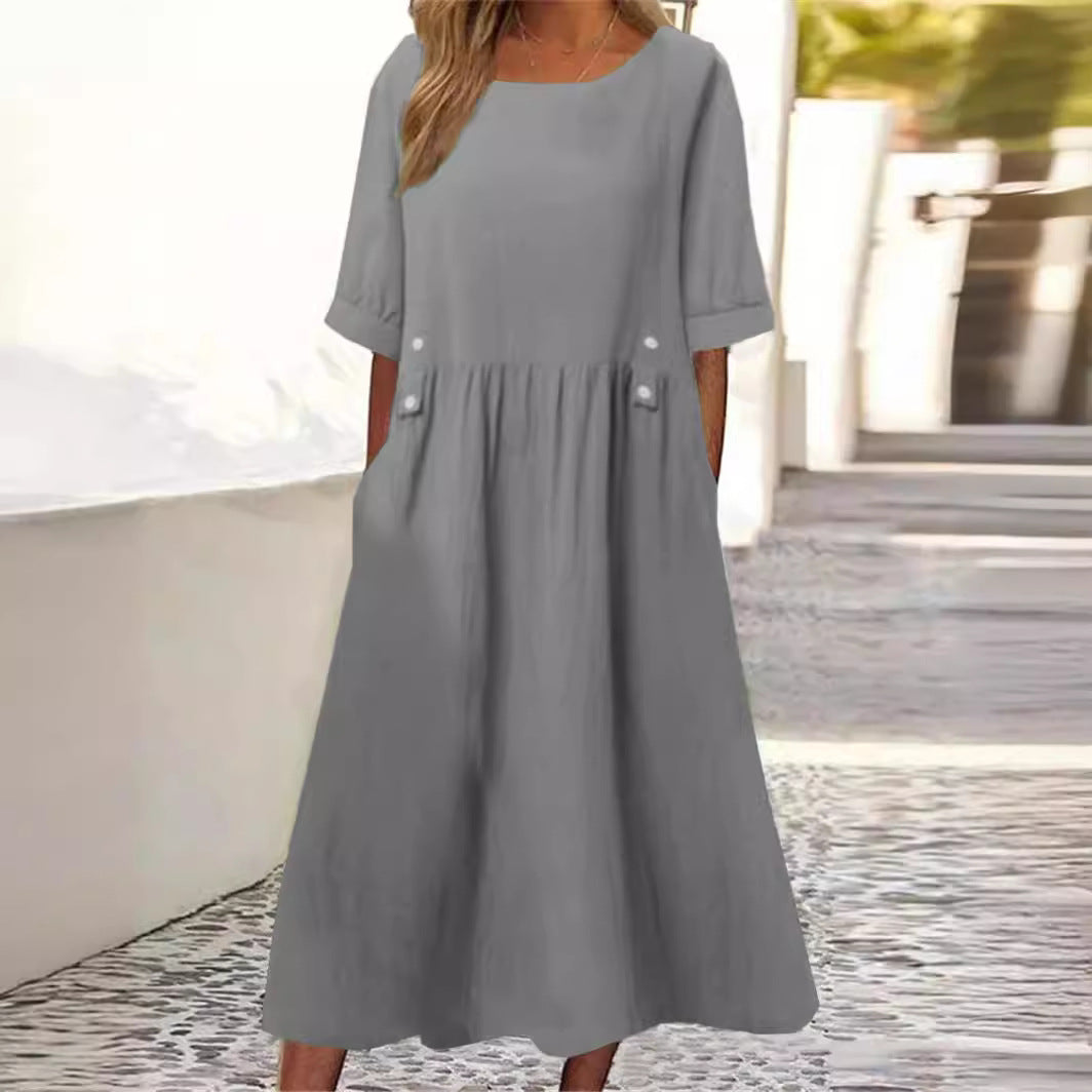 Sommerkleid aus Baumwolle und Leinen
