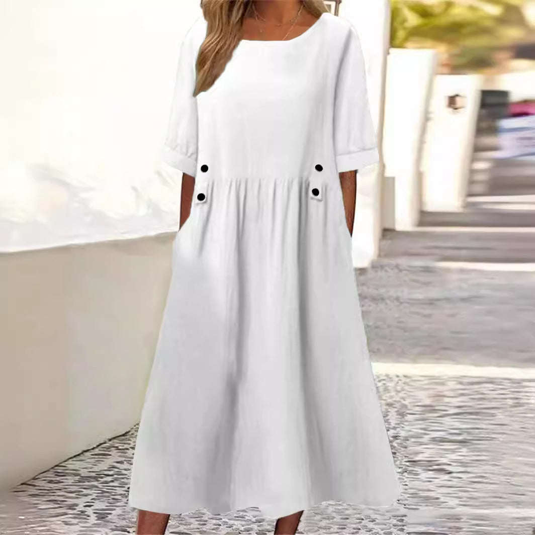 Sommerkleid aus Baumwolle und Leinen