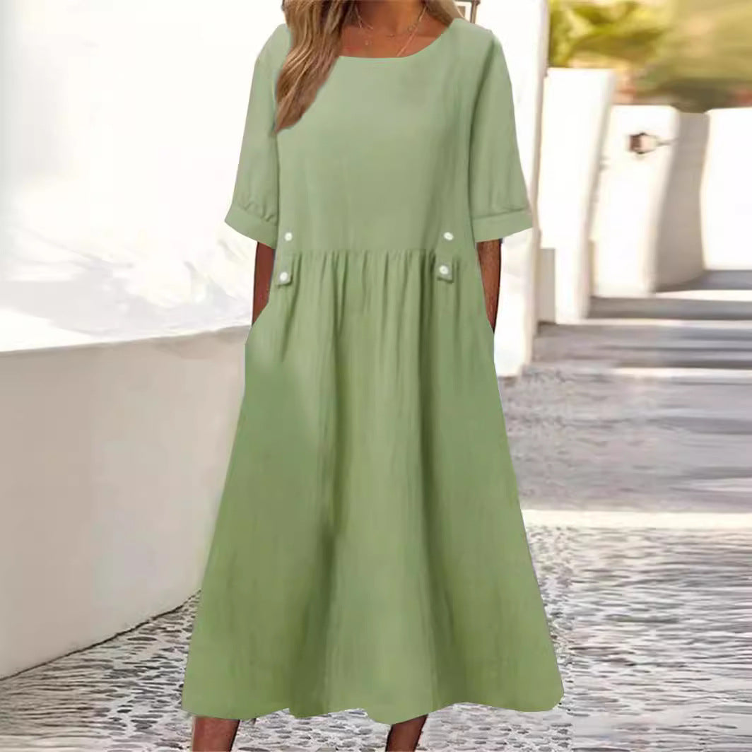 Sommerkleid aus Baumwolle und Leinen