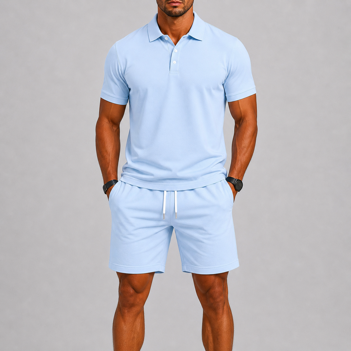 Sommerliches Herren-Sportset – Poloshirt & Shorts, leichter Komfort