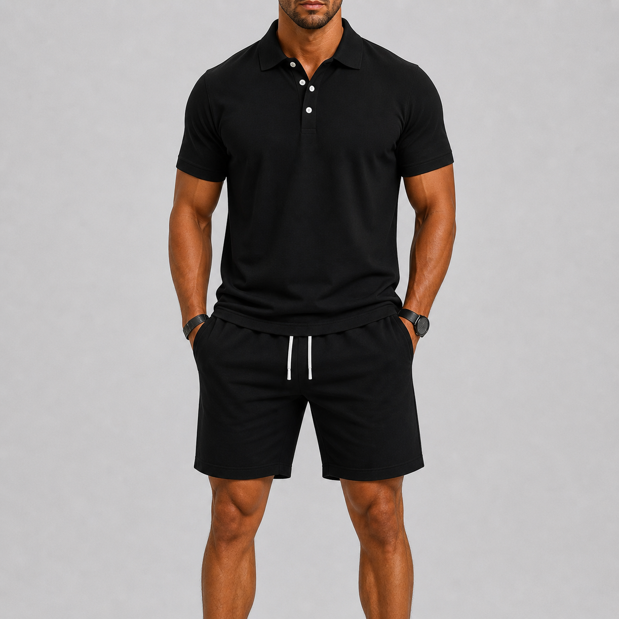Sommerliches Herren-Sportset – Poloshirt & Shorts, leichter Komfort