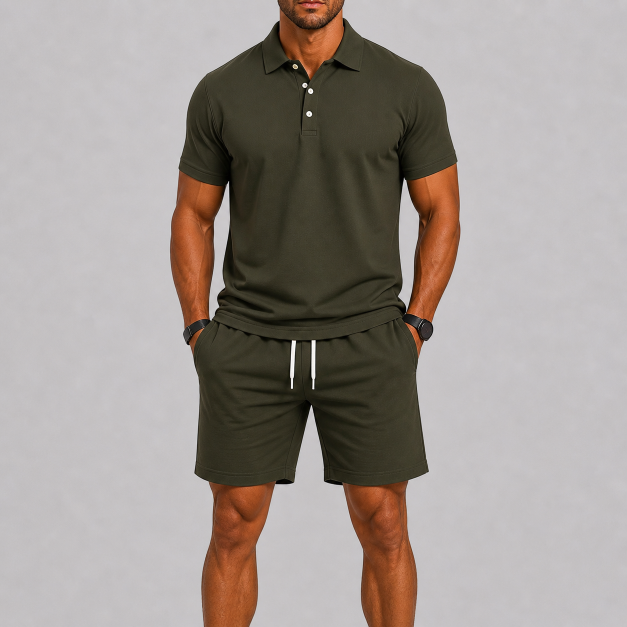 Sommerliches Herren-Sportset – Poloshirt & Shorts, leichter Komfort