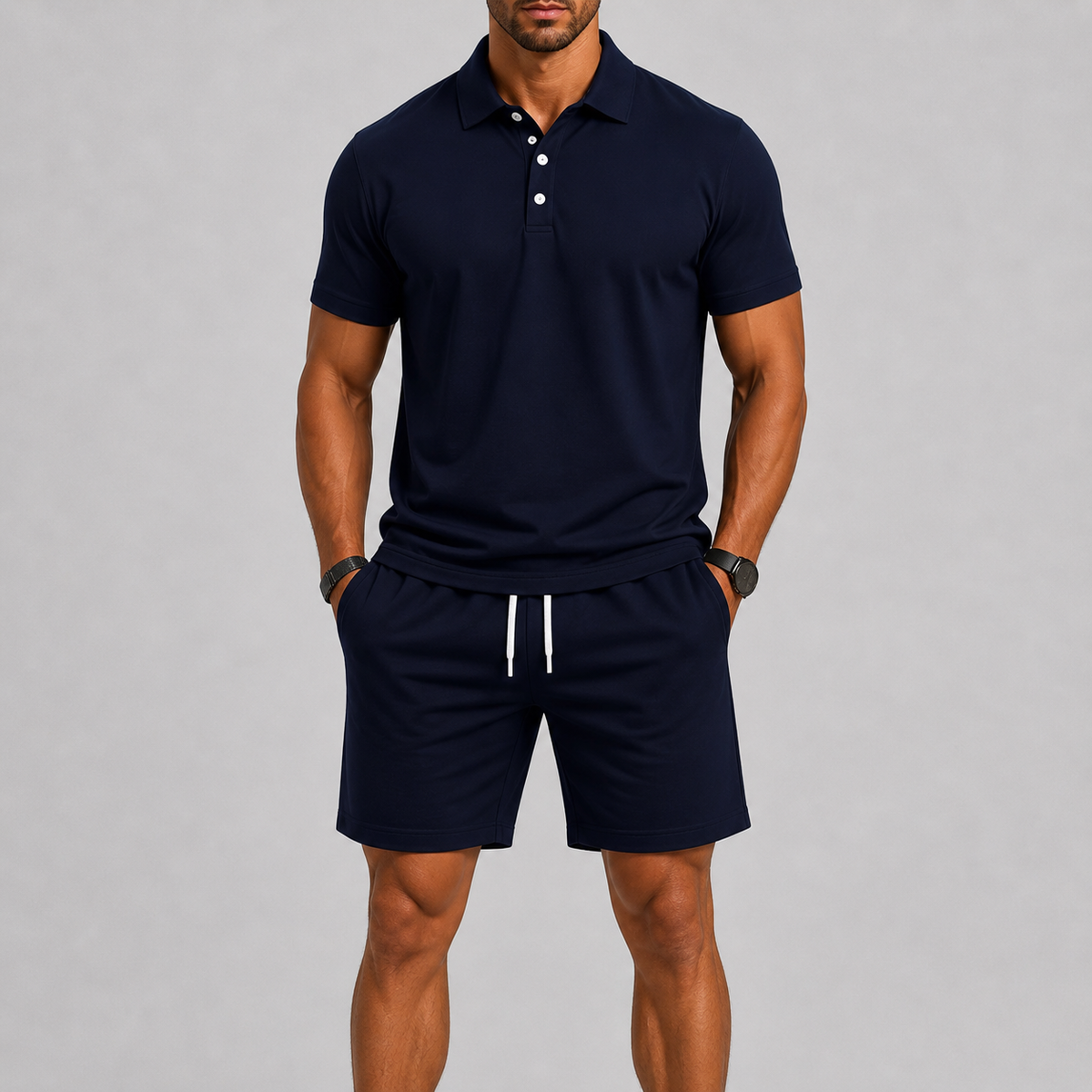 Sommerliches Herren-Sportset – Poloshirt & Shorts, leichter Komfort
