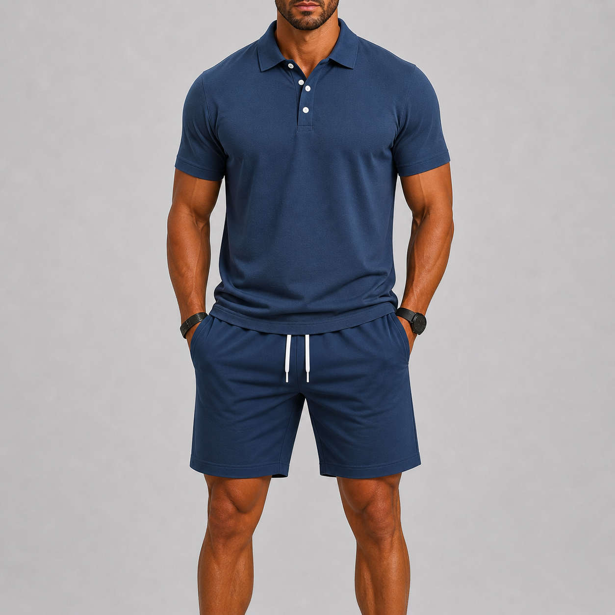 Sommerliches Herren-Sportset – Poloshirt & Shorts, leichter Komfort