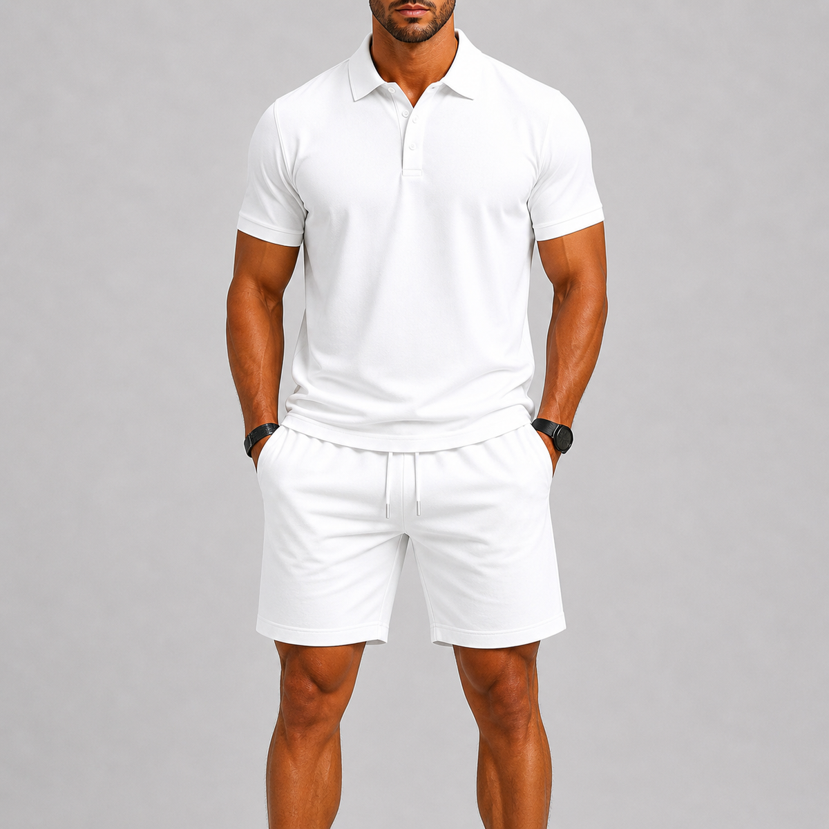 Sommerliches Herren-Sportset – Poloshirt & Shorts, leichter Komfort