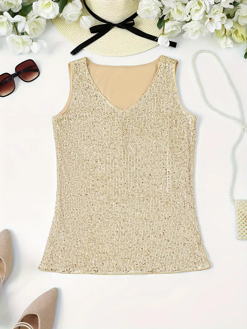 Sommertop mit Pailletten und V-Ausschnitt für den Party-Look