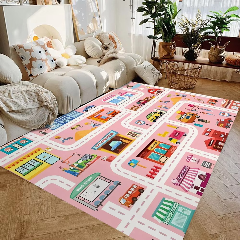 Spielmatte aus Flanell mit Straßenmotiv fürs Kinderzimmer