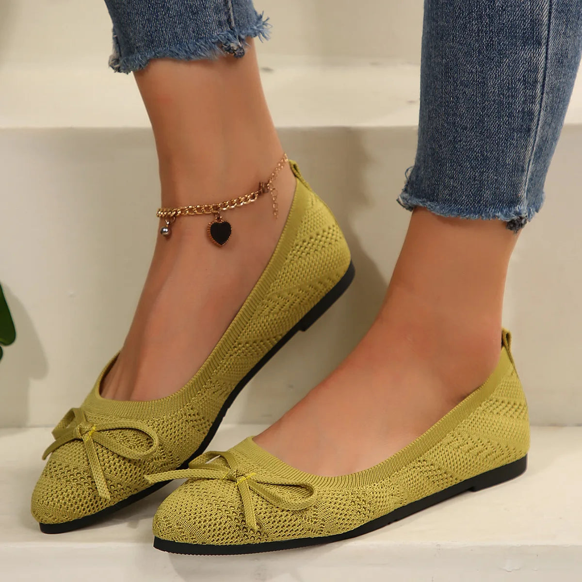 Spitze Damen-Slipper-Ballerinas