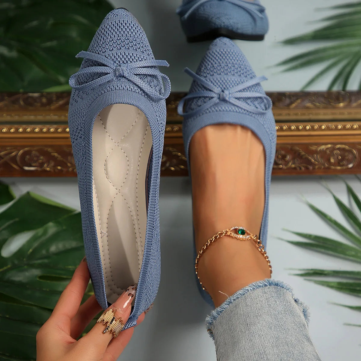 Spitze Damen-Slipper-Ballerinas