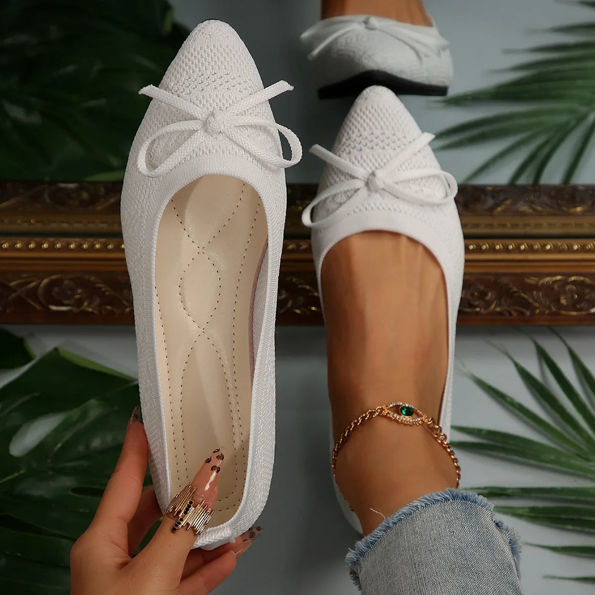 Spitze Damen-Slipper-Ballerinas