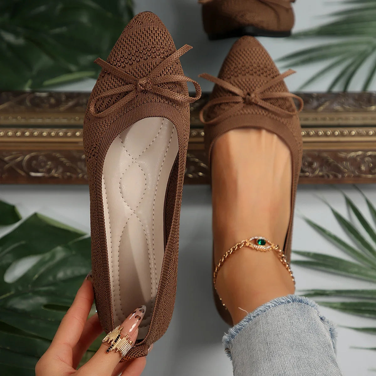 Spitze Damen-Slipper-Ballerinas