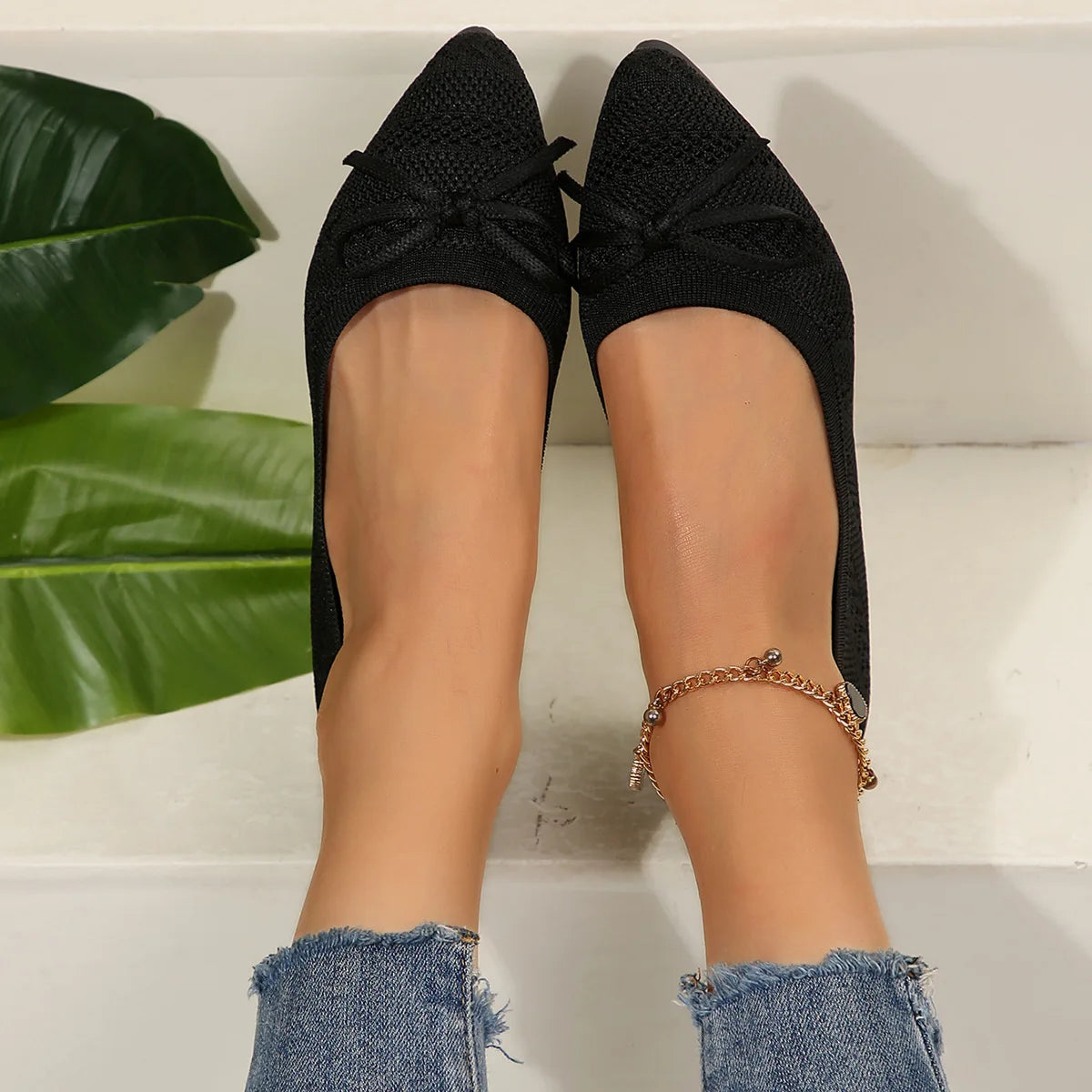 Spitze Damen-Slipper-Ballerinas