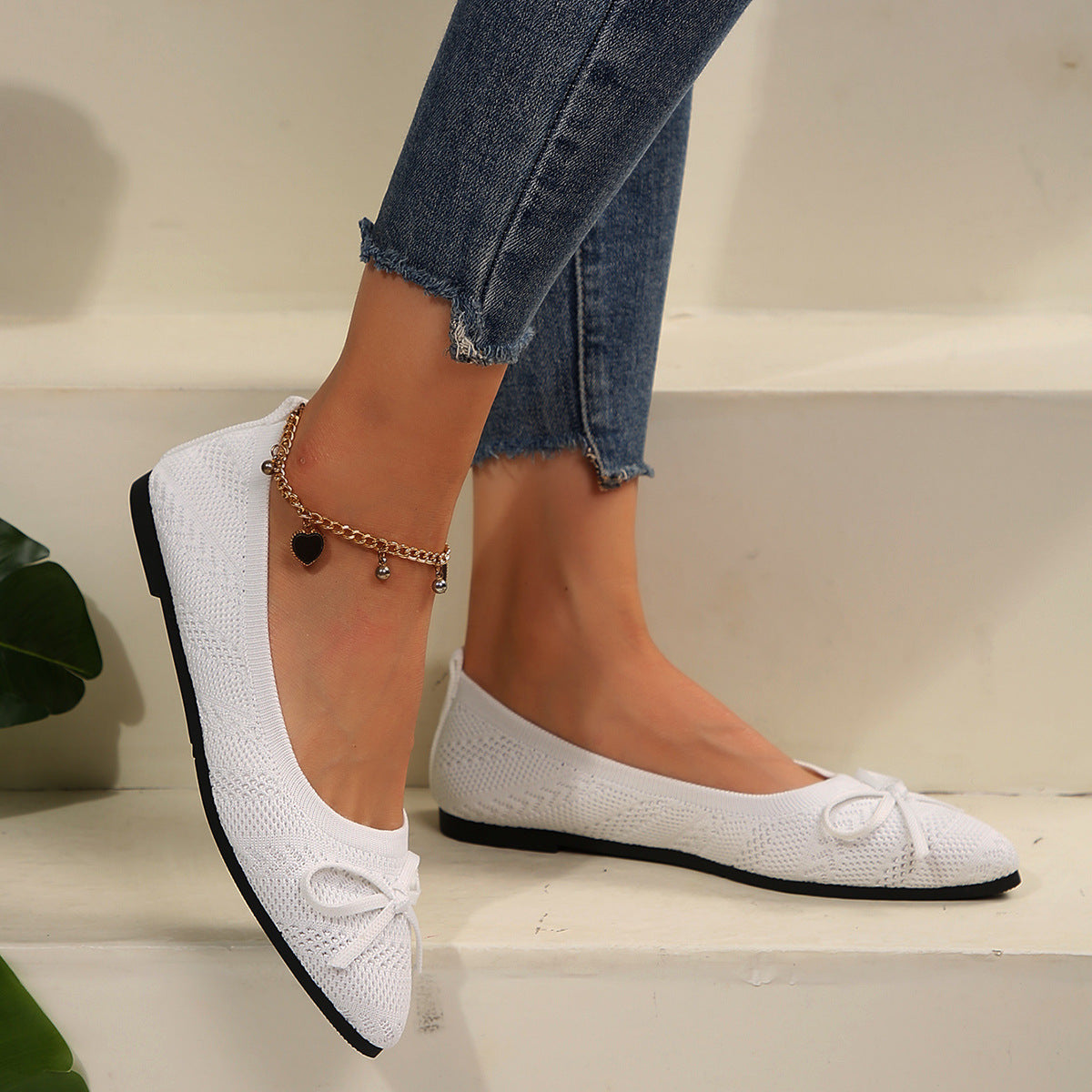 Spitze Damen-Slipper-Ballerinas