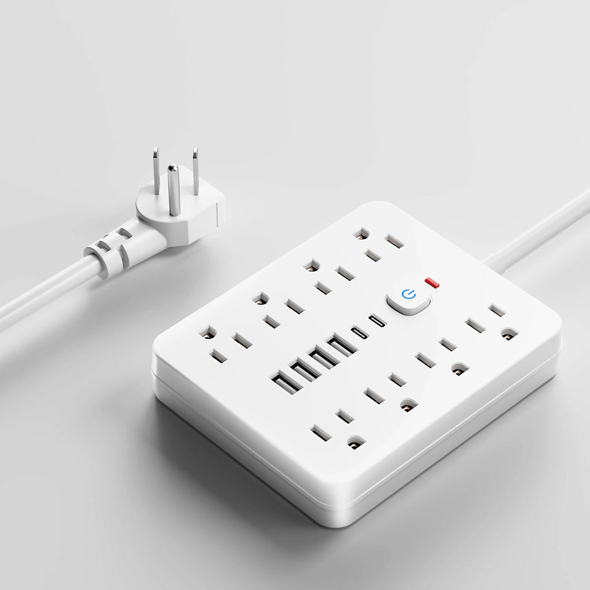 Steckdosenleiste mit Überspannungsschutz – 8 AC-Steckdosen & 4 USB-Anschlüsse