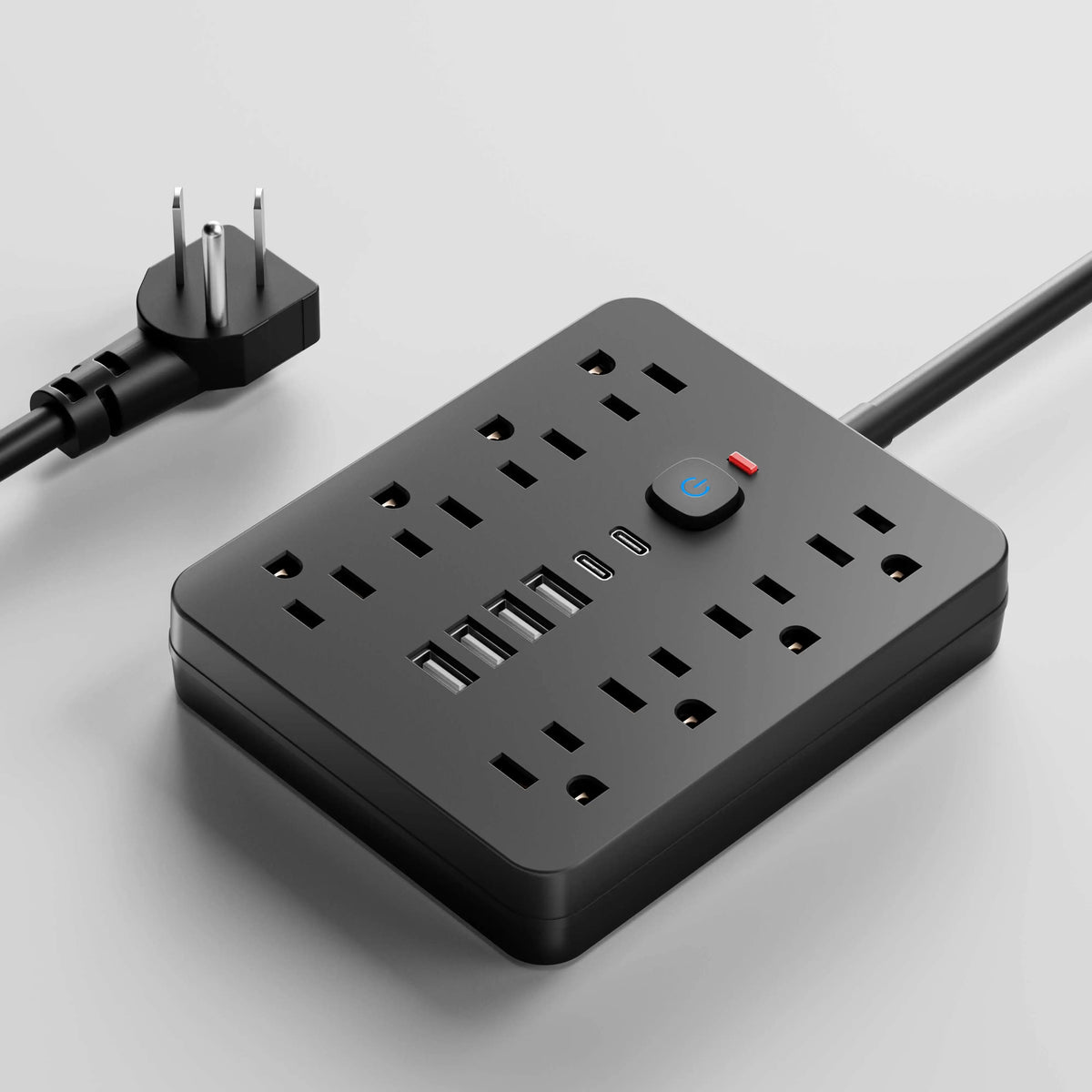 Steckdosenleiste mit Überspannungsschutz – 8 AC-Steckdosen & 4 USB-Anschlüsse