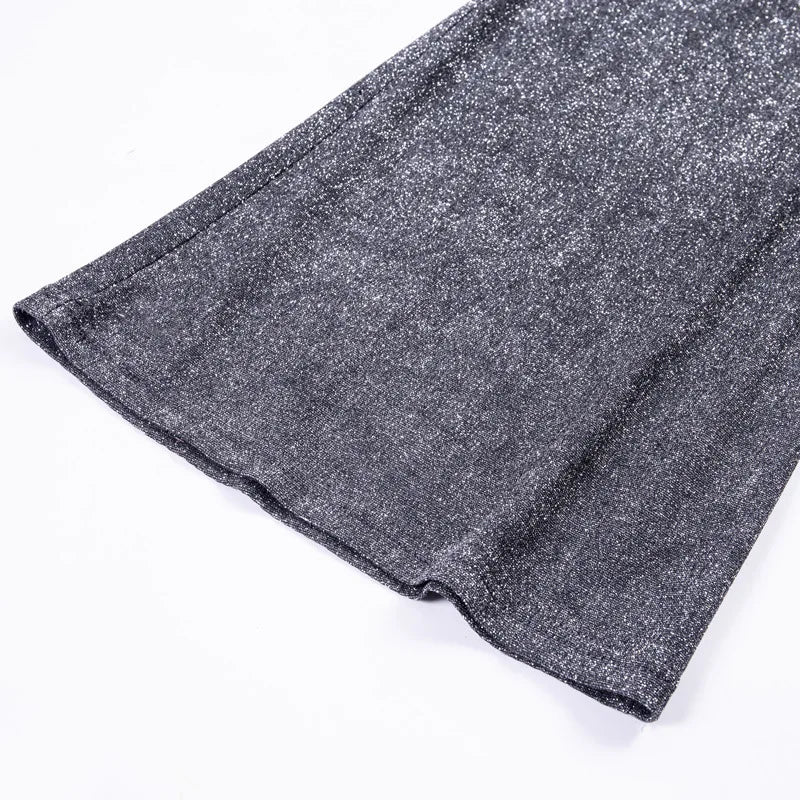 Stilvolle Damen-Glitzerhose mit hohem Bund und Paillettenakzenten
