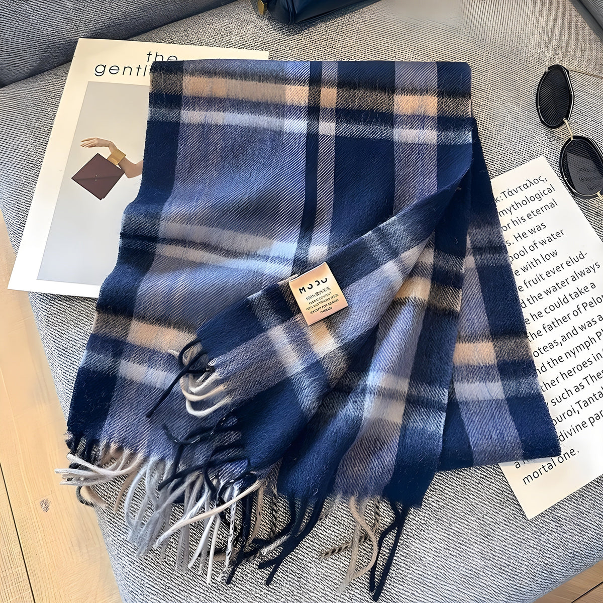 Stilvoller karierter Damen-Winterschal aus Kaschmir im britischen Stil