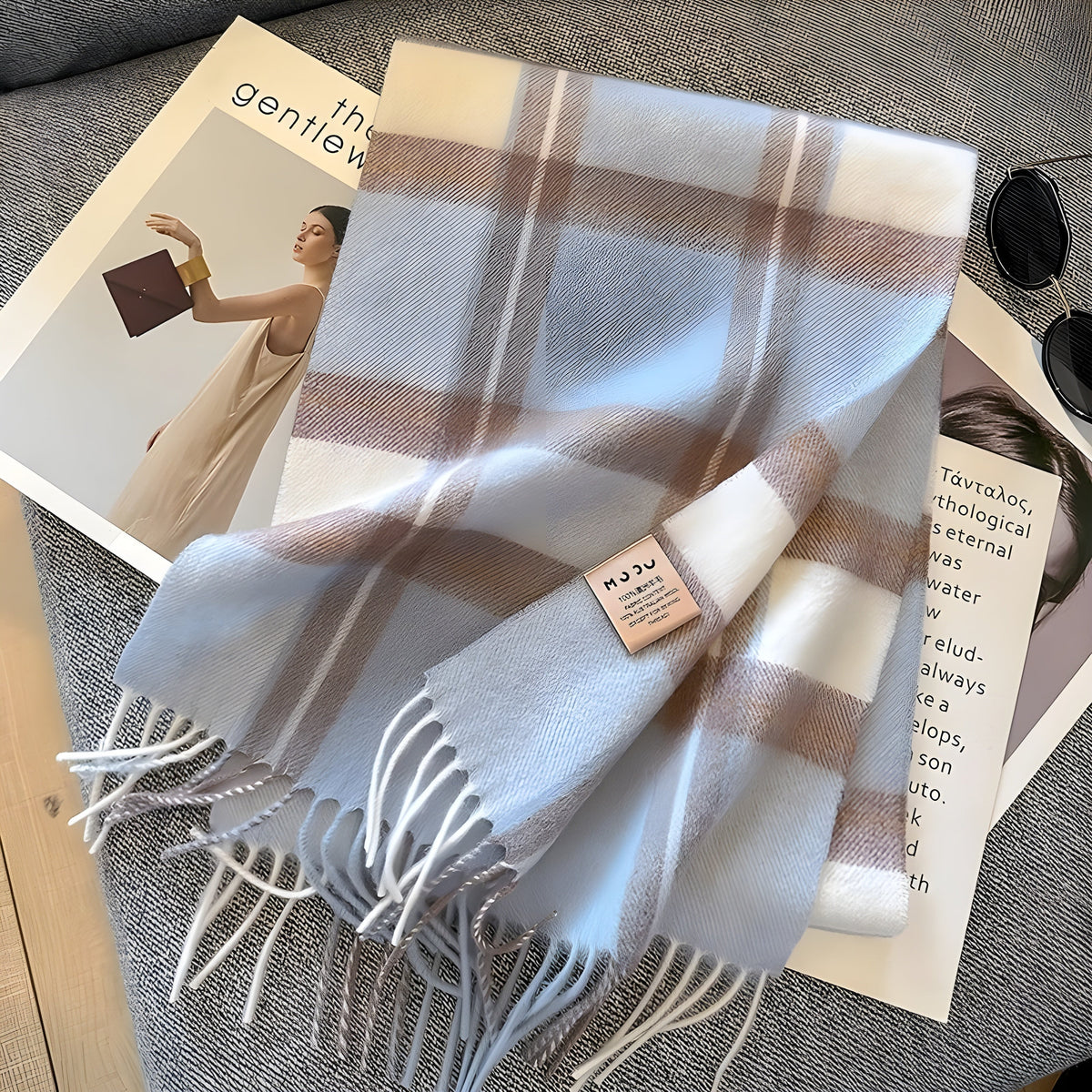 Stilvoller karierter Damen-Winterschal aus Kaschmir im britischen Stil