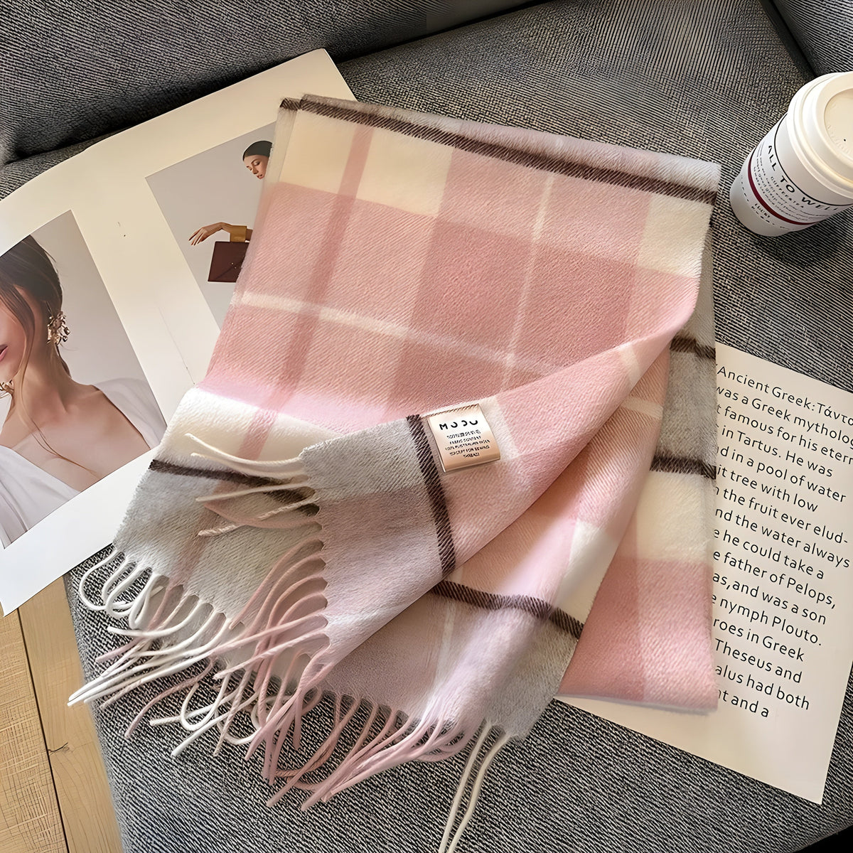 Stilvoller karierter Damen-Winterschal aus Kaschmir im britischen Stil
