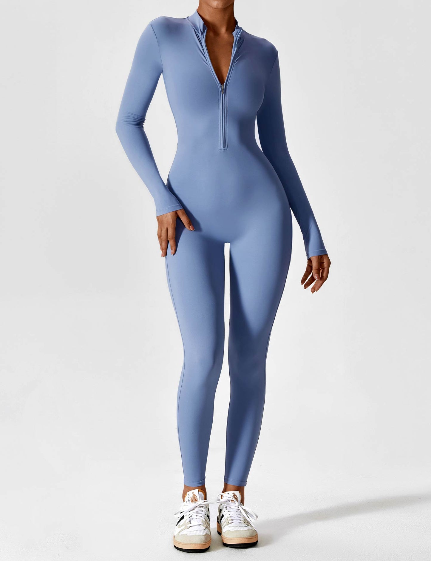 Stilvoller langärmliger Jumpsuit mit Stehkragen für Damen