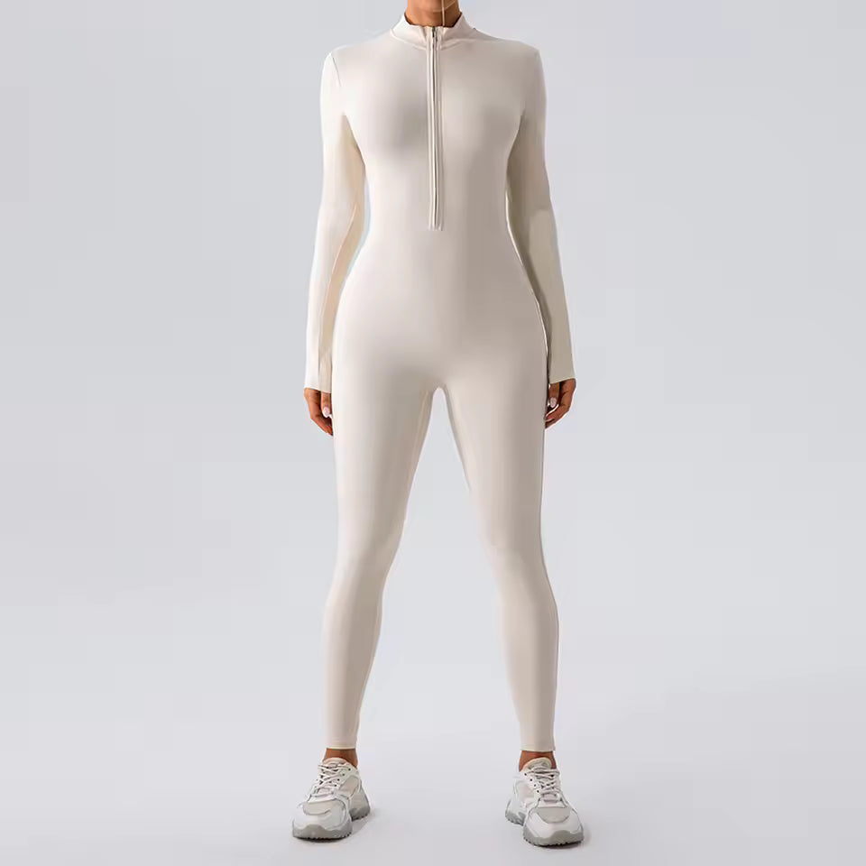 Stilvoller langärmliger Jumpsuit mit Stehkragen für Damen