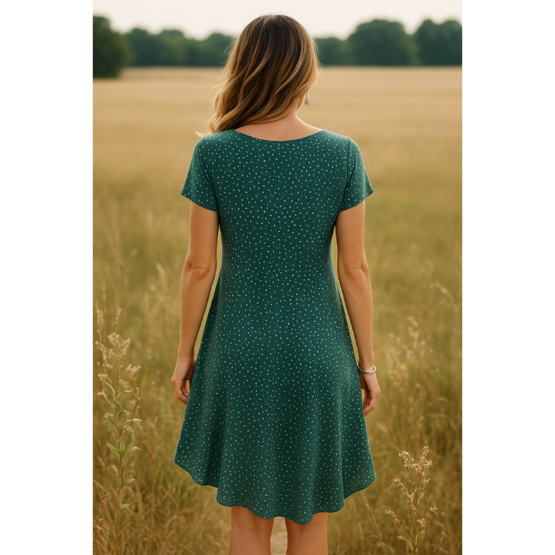 Stilvolles bedrucktes Kurzarm-Minikleid für Damen