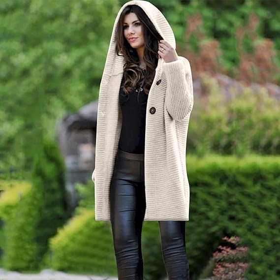 Strickmantel mit Kapuze für Damen