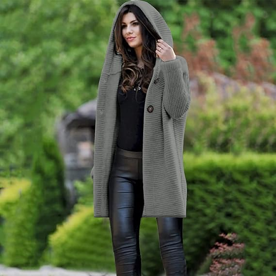 Strickmantel mit Kapuze für Damen