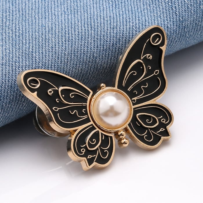 Taillenverenger-Clips für Jeans in Schmetterlingsform mit Perle und Stecknadel ohne Nähen