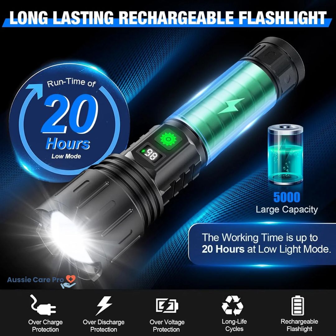 Taktische LED-Taschenlampe – Aufladbar mit 100.000 Lumen