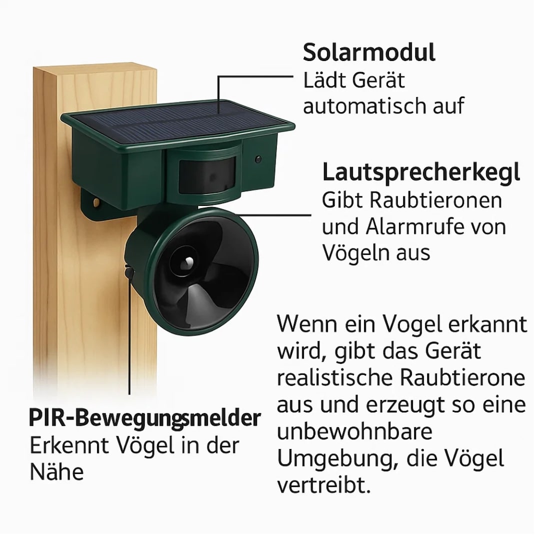 Tauben vertreiben von Balkon & Garten | Vogelabwehrgerät