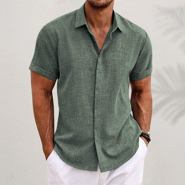 Texturiertes Kurzarmhemd für Herren mit Kragen