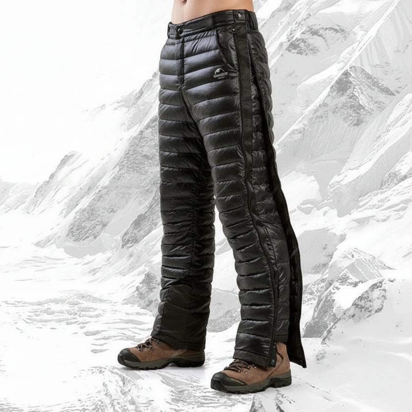 Thermo-Gänsedaunenhose mit Reißverschluss für Outdoor, Camping, Wandern und Skifahren