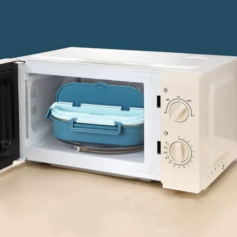 Thermo-Lunchbox aus Edelstahl zum Warm- oder Kalthalten von Speisen mit auslaufsicheren Fächern