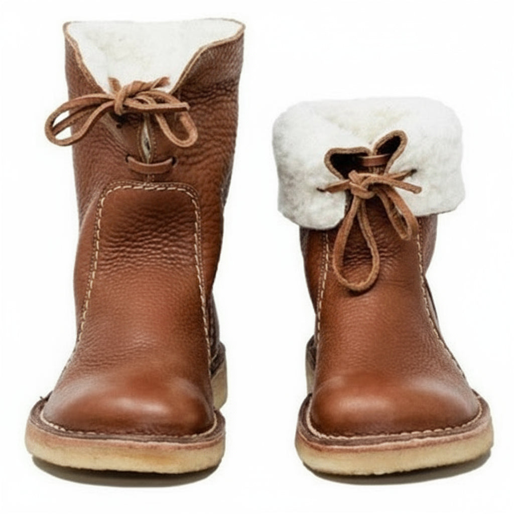 Thermo-Wanderstiefel aus echtem Leder mit Wollfutter