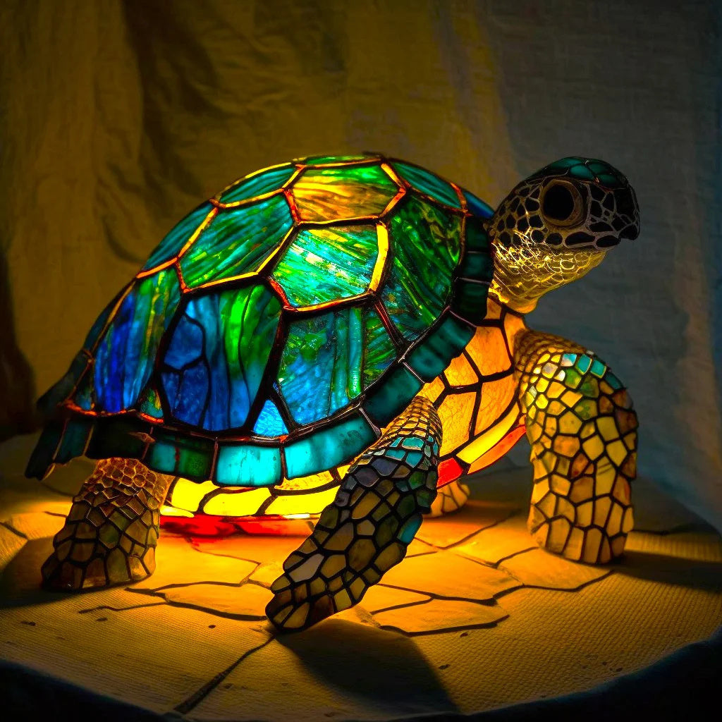 Tier-Tischlampe aus Buntglas – Kunstvolle LED-Akzentleuchte mit Mosaikdesign