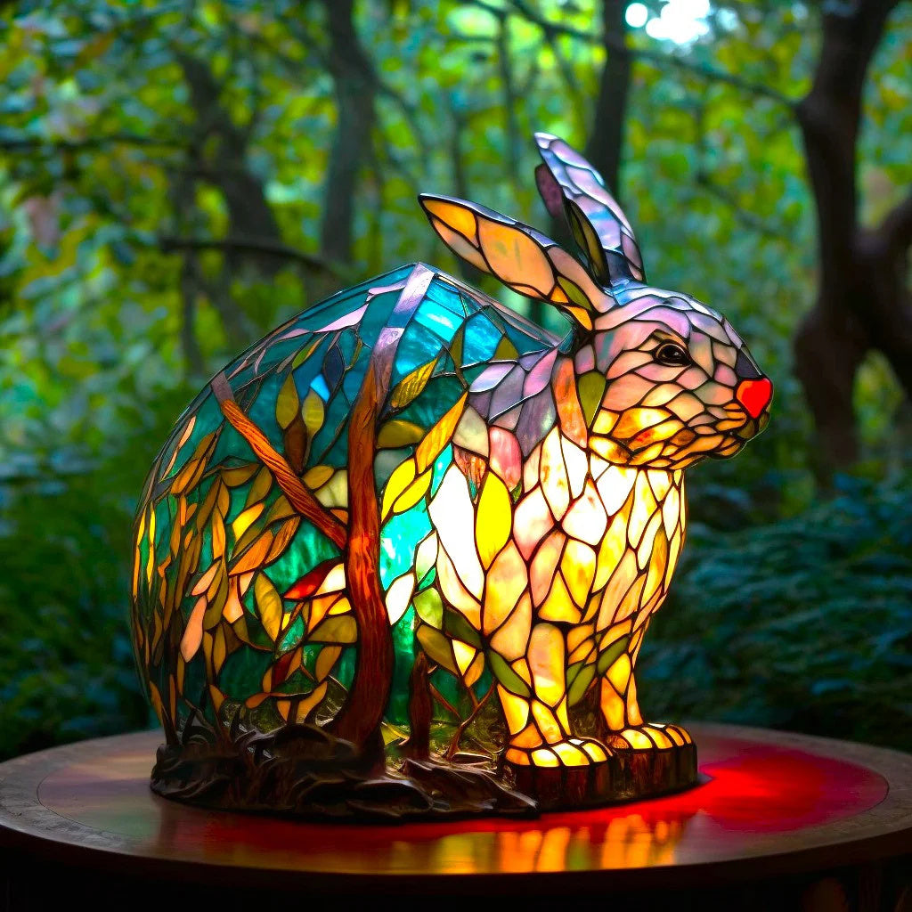 Tier-Tischlampe aus Buntglas – Kunstvolle LED-Akzentleuchte mit Mosaikdesign