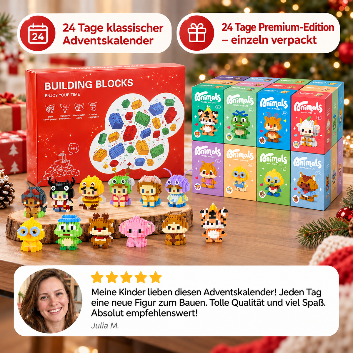 Tiere-Bausteine-Adventskalender – 24 Tage mit süßen Baufiguren