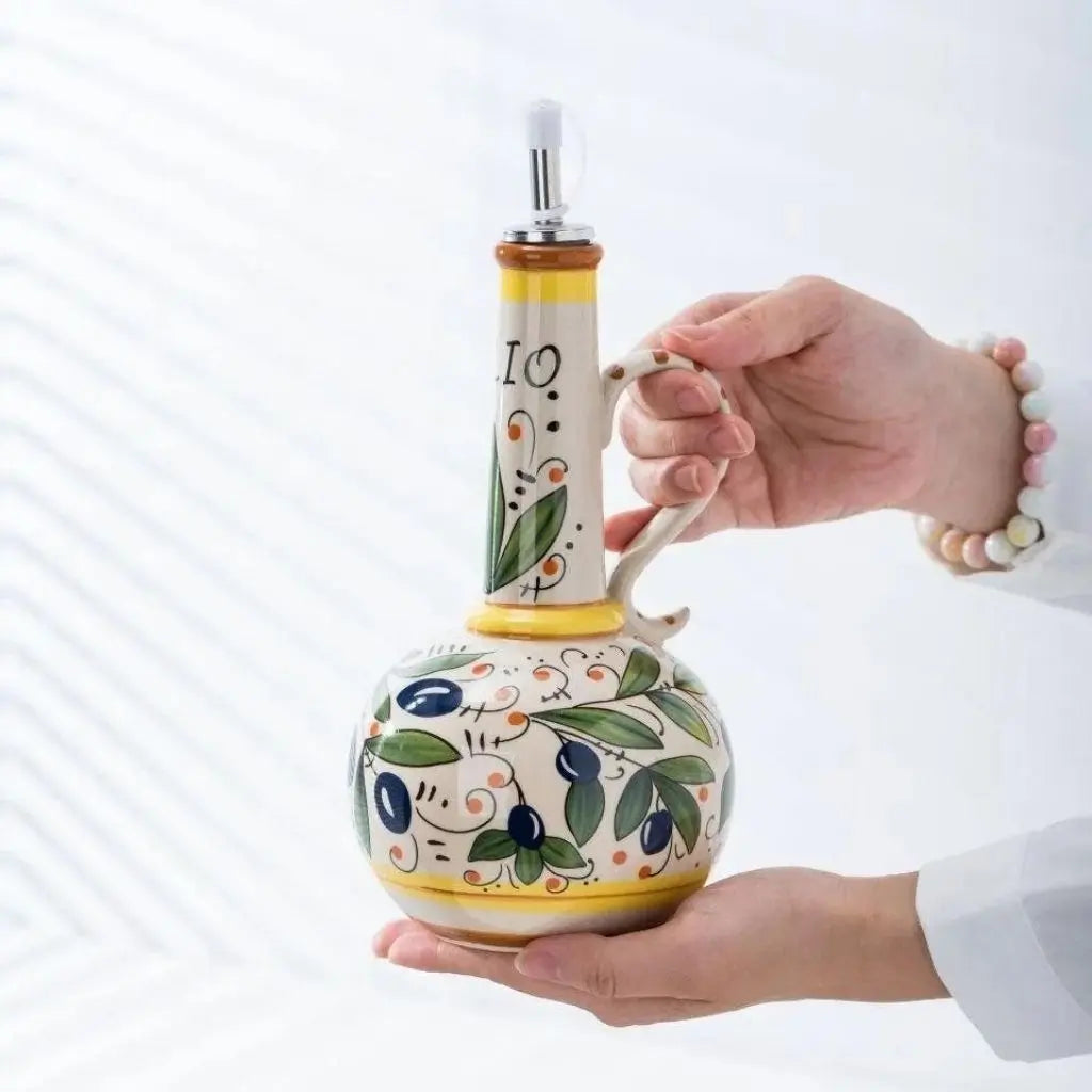 Toskanische Keramikflasche für Olivenöl & Essig