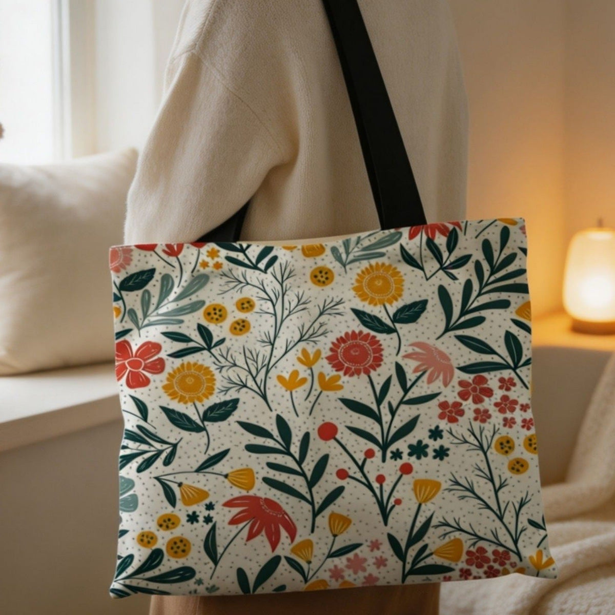 Tote-Bag aus Canvas mit künstlerischem Blumenprint