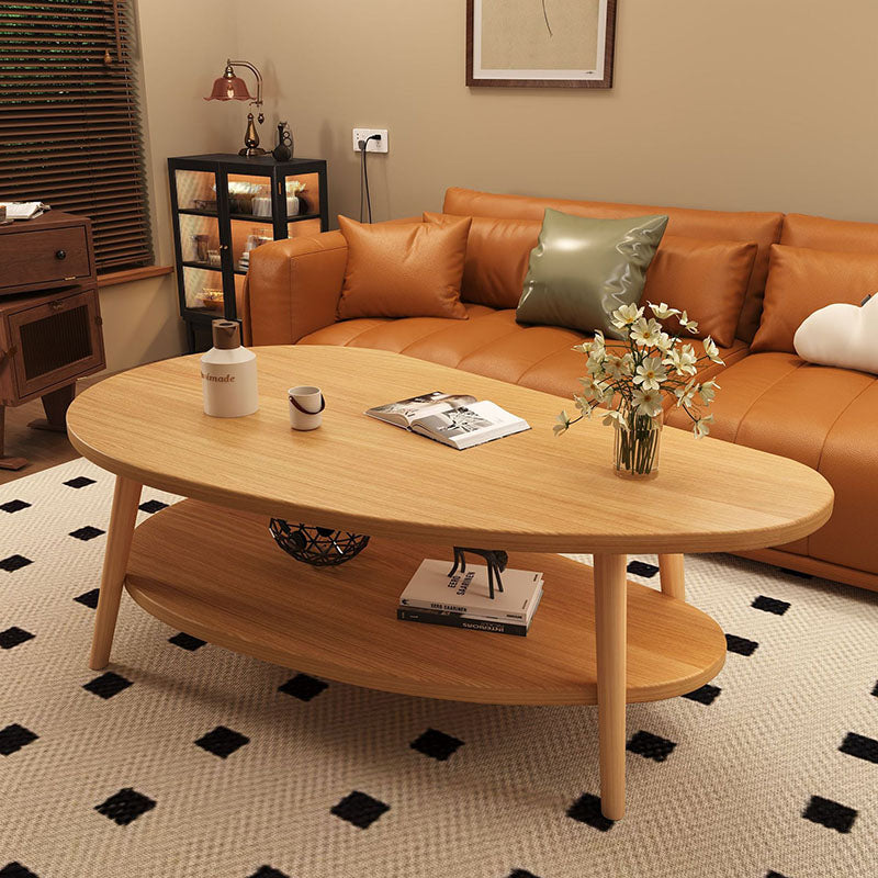 Traditioneller chinesischer Couchtisch fürs Wohnzimmer in Mangoform aus MDF-Holz mit 2 Ebenen