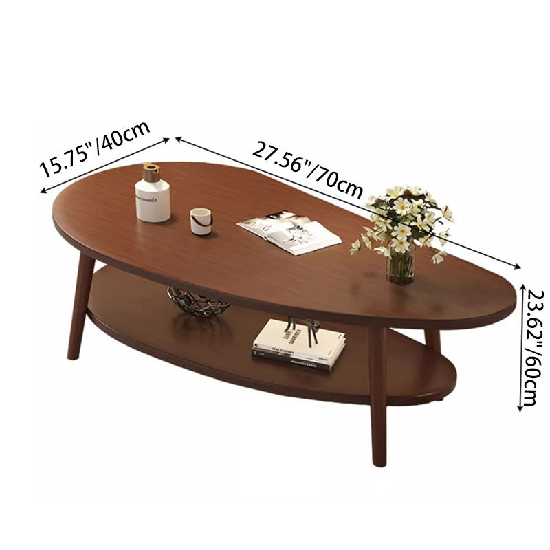 Traditioneller chinesischer Couchtisch fürs Wohnzimmer in Mangoform aus MDF-Holz mit 2 Ebenen