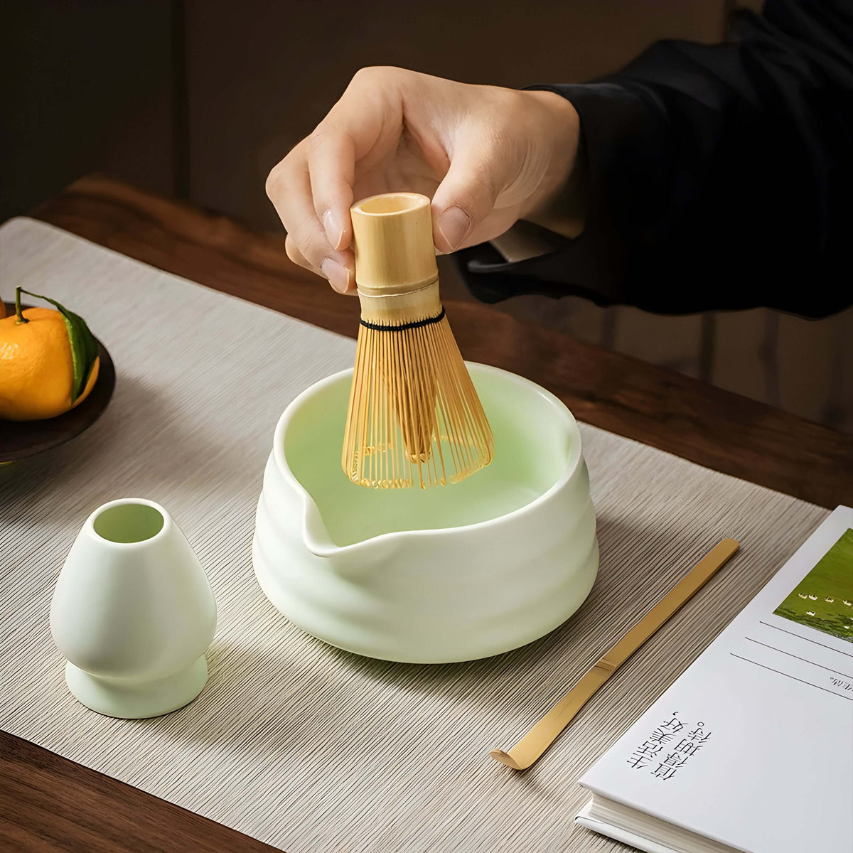 Traditionelles Matcha-Zubereitungsset mit Schale für Zuhause