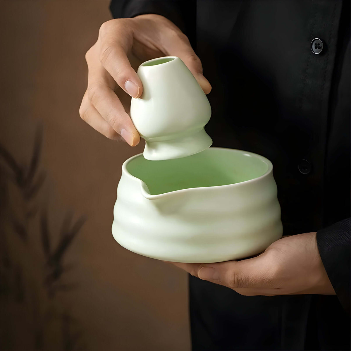 Traditionelles Matcha-Zubereitungsset mit Schale für Zuhause