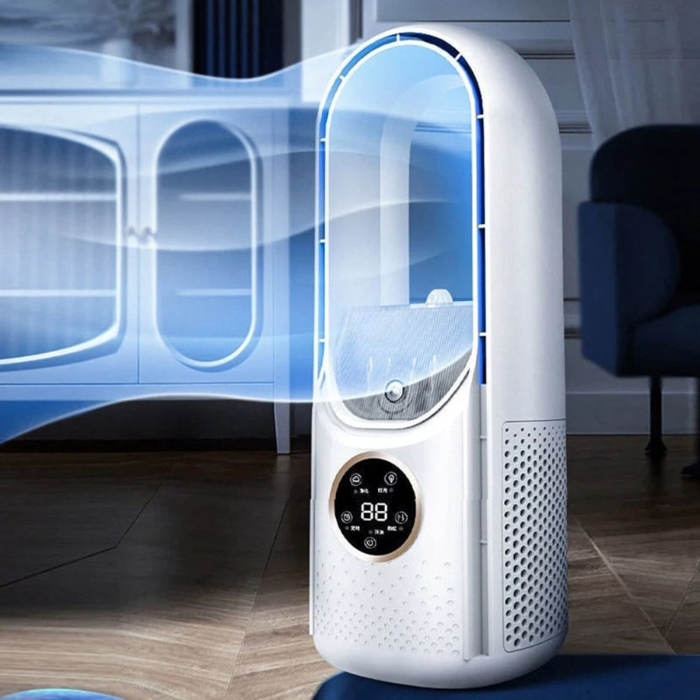 Tragbare Klimaanlage mit Wasserkühlung und rotorlosem Design – leiser Betrieb für kleine Räume