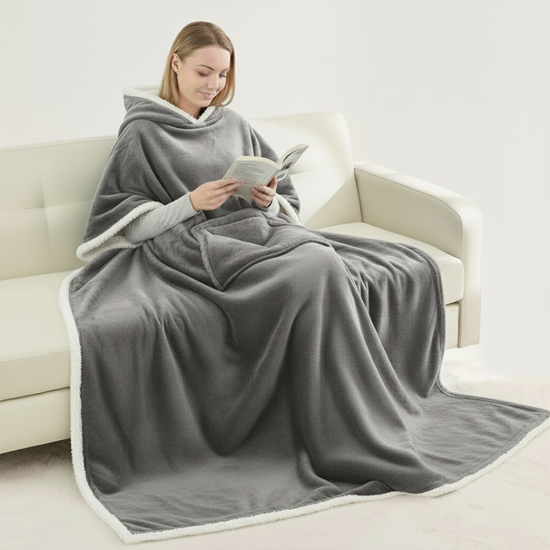 Tragbare Kuscheldecke mit Sherpa-Futter