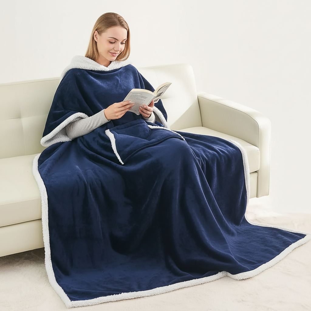 Tragbare Kuscheldecke mit Sherpa-Futter