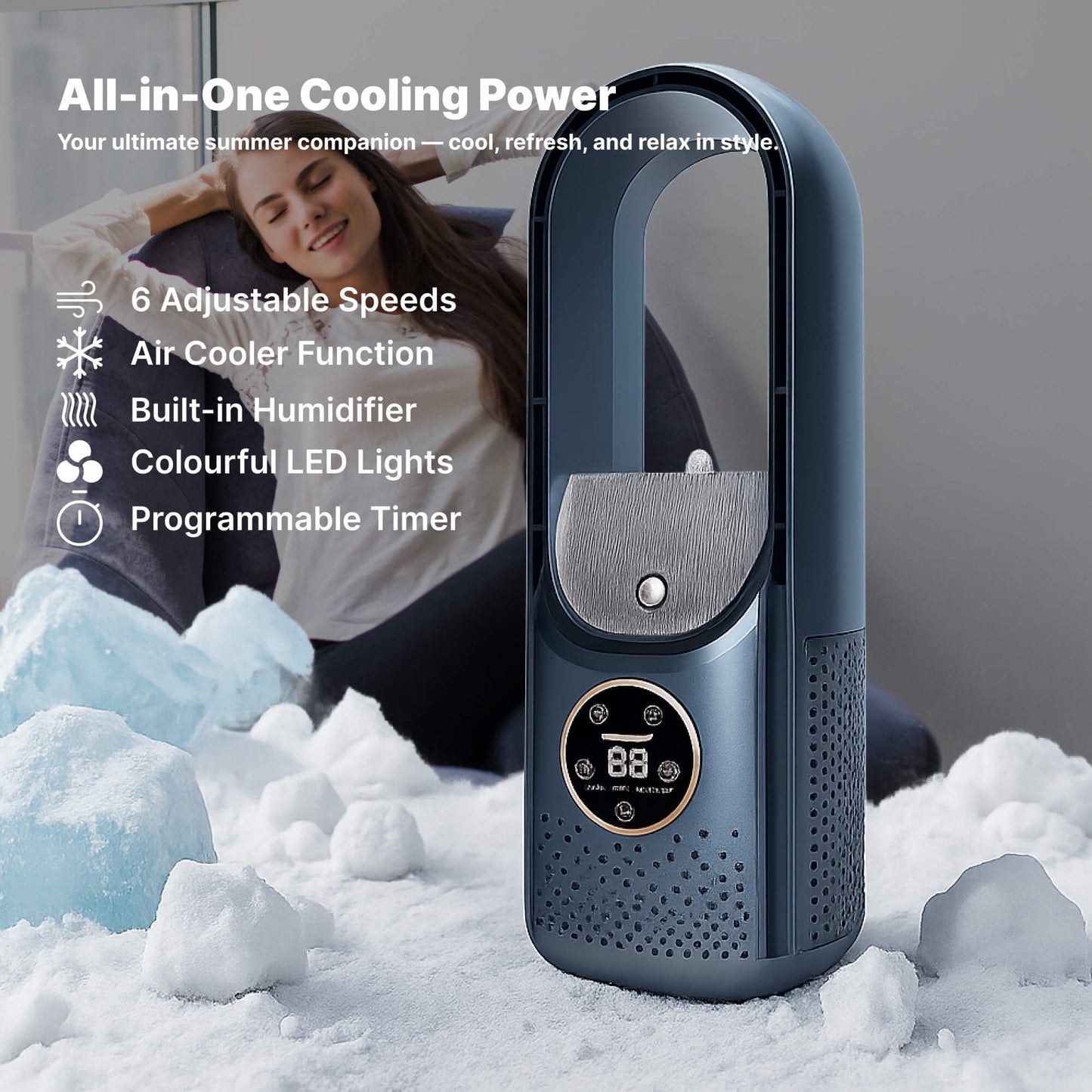 Tragbare rotorlose Klimaanlage | Ultra-leise, ergonomisches Design & ideal für Zuhause und Büro