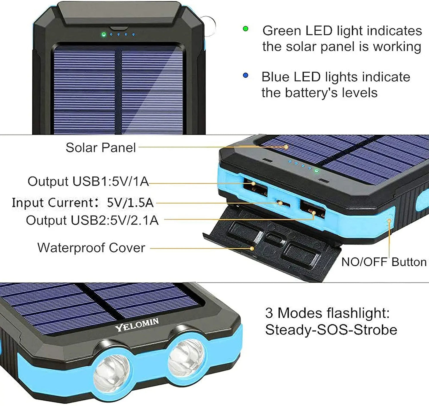 Tragbare und IP67 wasserdichte Solar-Powerbank